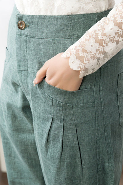 Loose fitting lantern linen pants 6231