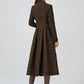 Retro plaid midi wool dress women 5302