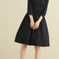 Vintage inspired little black linen dress women 2794