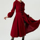 Burgundy long dress wool coat 1977#