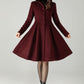 Hooded Burgundy Wool Coat – Vintage Fit & Flare Short Winter Coat | Xiaolizi 6572
