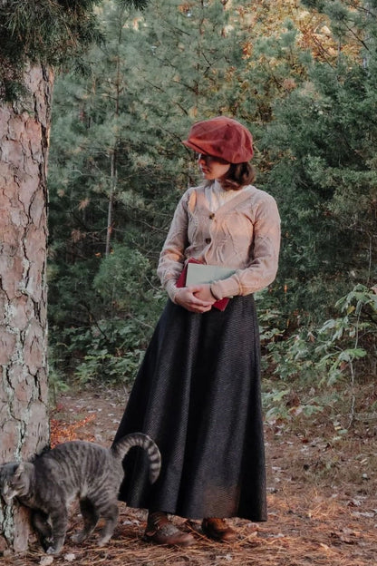 Plaid Wool Maxi Skirt - Vintage Inspired Flared Ankle-Length 3120