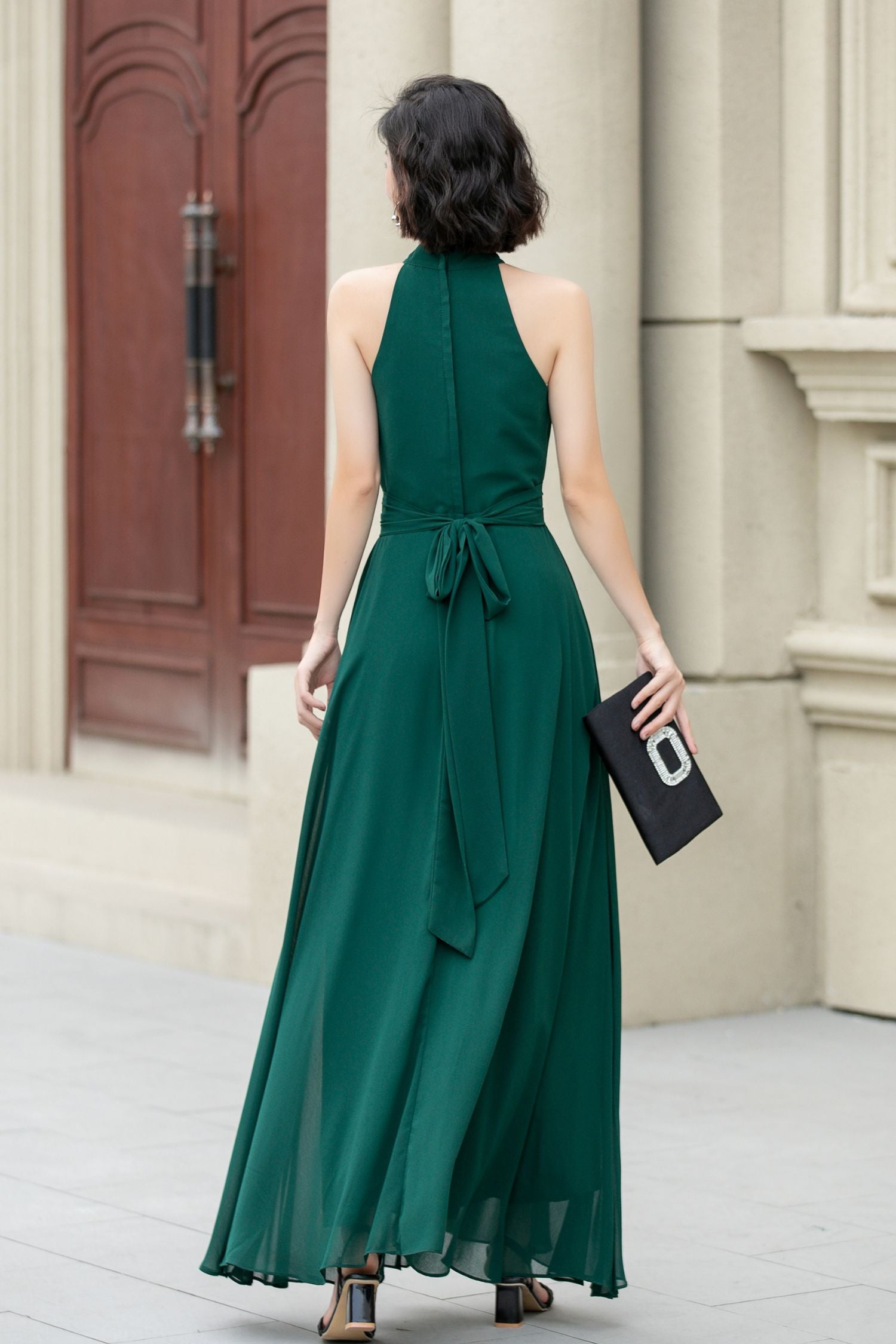 Dark green maxi halter summer party dress 5172 Xiaolizi Dark green maxi halter summer party dress 5172 Xiaolizi