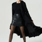 long black ruffled wool coat for women 1970#