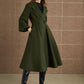 Green princess long winter wool coat 5364