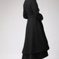 Asymmetrical Hem Black wool Coat  0703#