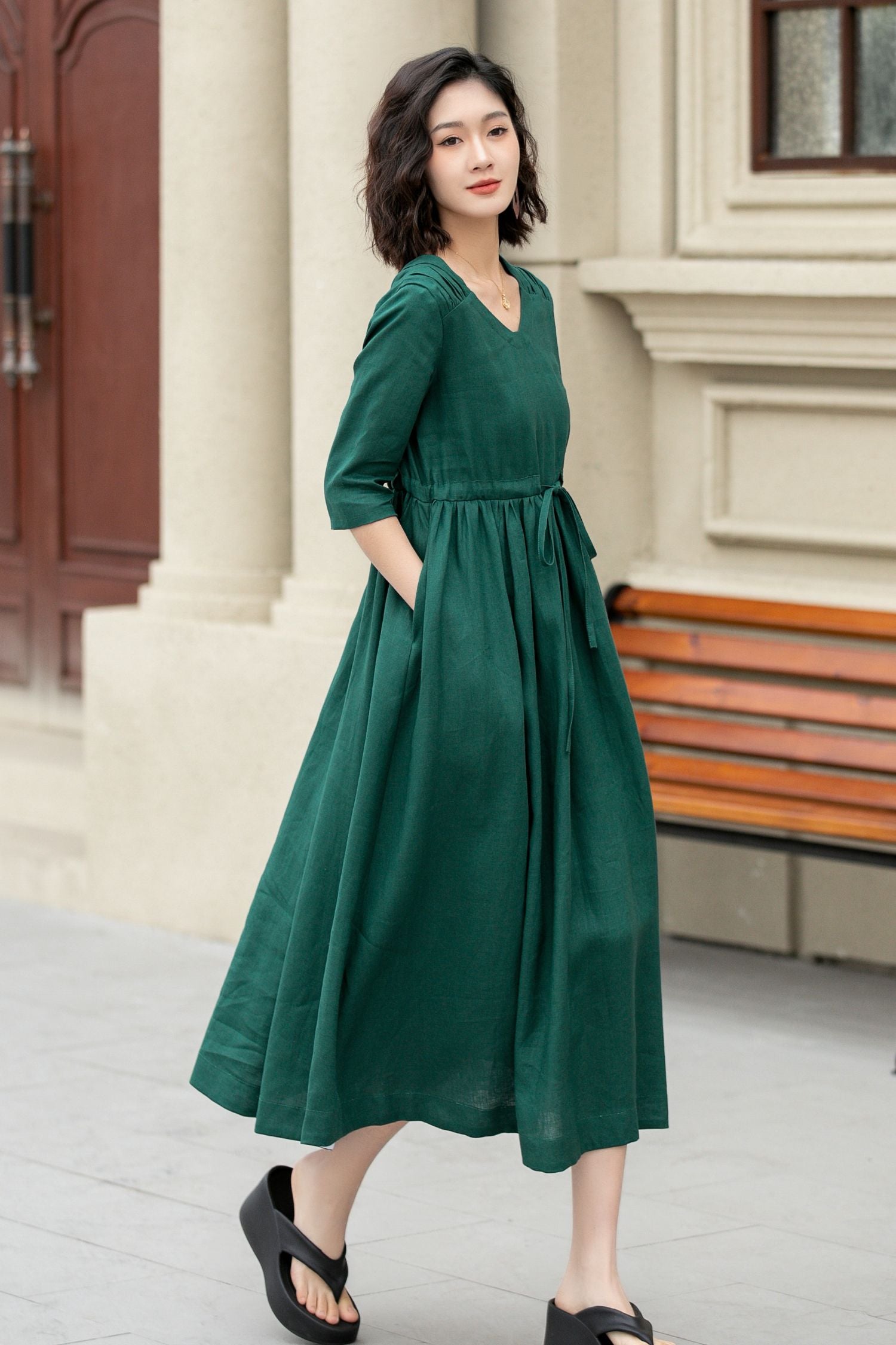 Modern Linen Dresses Dark Green Dress Canada Green Fit And Flare Spring Linen Dresses Women 4897 Modern Linen Dresses Dark Green Dress Canada Green Fit And Flare Spring Linen Dresses Women 4897
