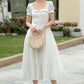 White Linen Midi swing Dress 5980