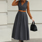 Gray Handmade Wool Pinafore Midi Dress – Vintage A-Line Style 6614