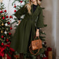 Green princess long winter wool coat 5364