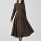 Wool midi dress, Plaid Wool dress, Swing wool Dress 4523