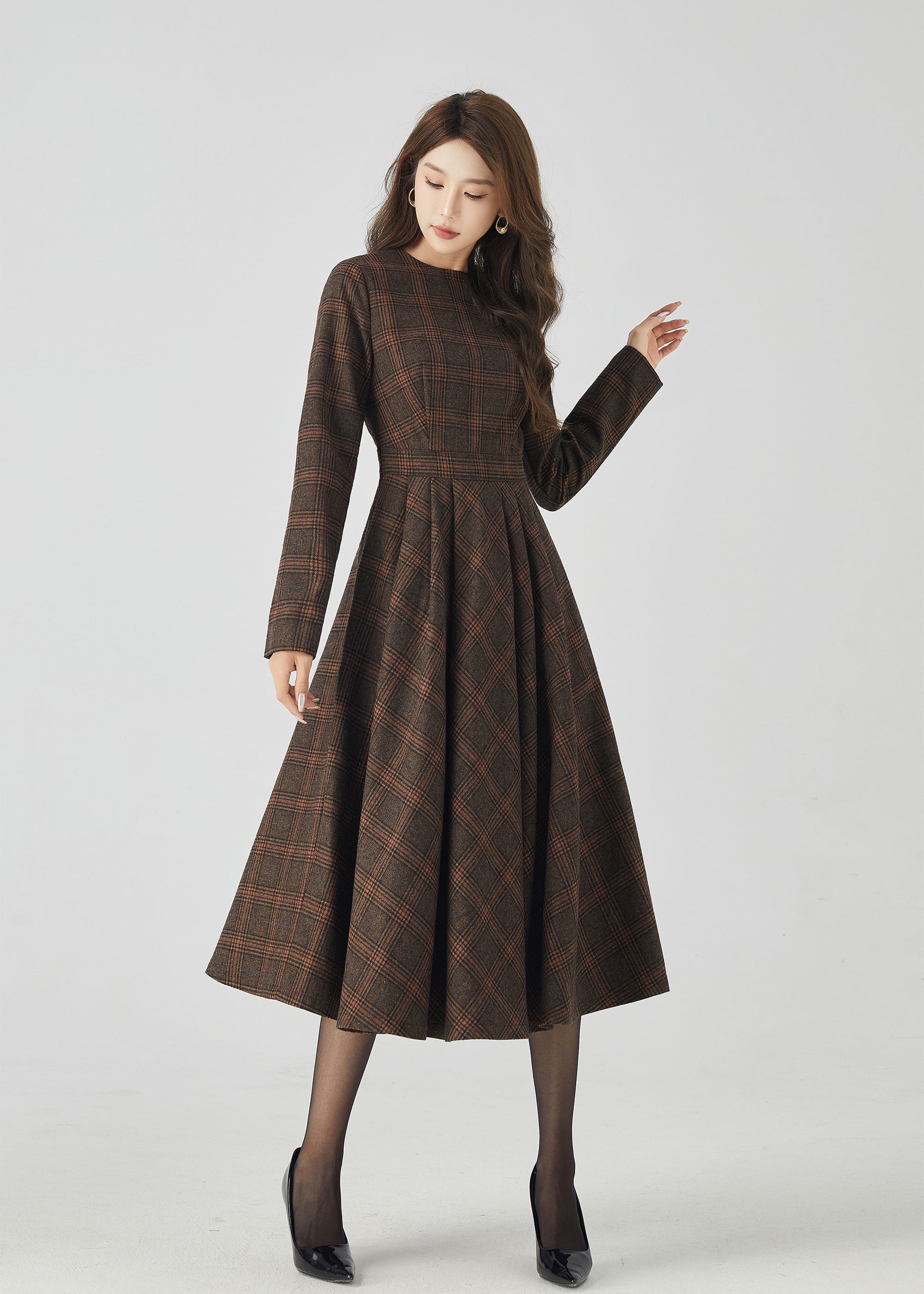 a line plaid dress Cotton A-Line Plaid Shirt Dress
