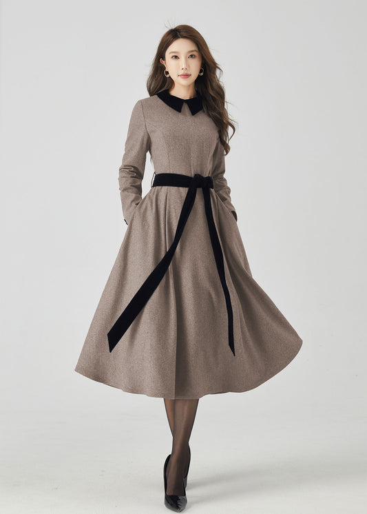 Swing Fit and Flare Wool Dress 5439