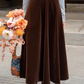 A line brown velvet midi skirt 5507