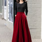 Purple Long Velvet Skirt 4136