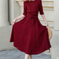 Womens red linen midi summer dress 4894