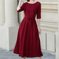 Womens red linen midi summer dress 4894