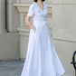 White wedding wrap summer linen dress 4895