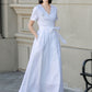 White wedding wrap summer linen dress 4895