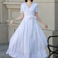 White wedding wrap summer linen dress 4895