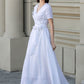 White wedding wrap summer linen dress 4895