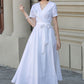 White wedding wrap summer linen dress 4895