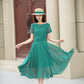 Midi fit and flare summer swing chiffon dress 6119