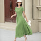 Handmade Womens's swing fit and flared chiffon dress 6116