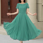 Handmade Womens's swing fit and flared chiffon dress 6118