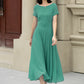 Handmade Womens's swing fit and flared chiffon dress 6118