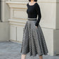 A line midi plaid linen skirt women 4901