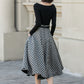 A line midi plaid linen skirt women 4901