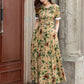 Handmade Floral Linen Dress – Vintage Belted A-Line Midi Dress for Women | Xiaolizi 4418