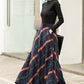 Women A-Line Pleated Plaid Wool Skirt 2838#