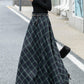 Plaid Wool Skirt, Long Wool Skirt, Womens Winter wool Skirt 4685