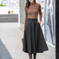 Black Midi A Line Skirt Women 4161