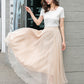 Handmade Beige Chiffon Swing Skirt – Flowing Maxi Circle Skirt | Xiaolizi 4280