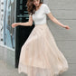Handmade Beige Chiffon Swing Skirt – Flowing Maxi Circle Skirt | Xiaolizi 4280