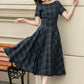 Fit and flare summer plaid linen dress 4950