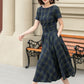 Fit and flare summer plaid linen dress 4950