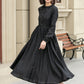 Black pleated spring linen dresses women 4951