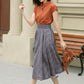 High waisted plaid summer linen skirt 4952