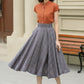 High waisted plaid summer linen skirt 4952