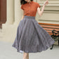 High waisted plaid summer linen skirt 4952