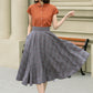 High waisted plaid summer linen skirt 4952