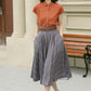 High waisted plaid summer linen skirt 4952