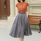 High waisted plaid summer linen skirt 4952