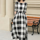 Half sleeves plaid spring summer linen dress 4953