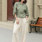 Long sleeves spring linen shirt blouse 4954