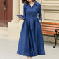 blue midi linen shirt dress women 4955